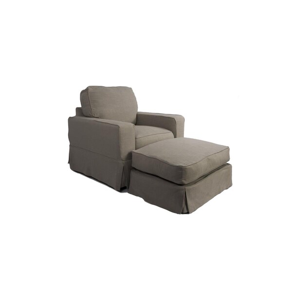 Next2Nature 37.8 x 38.6 x 39.4 in. Americana Slipcovered Chair & Ottoman - Light Grey NE1209165 - main